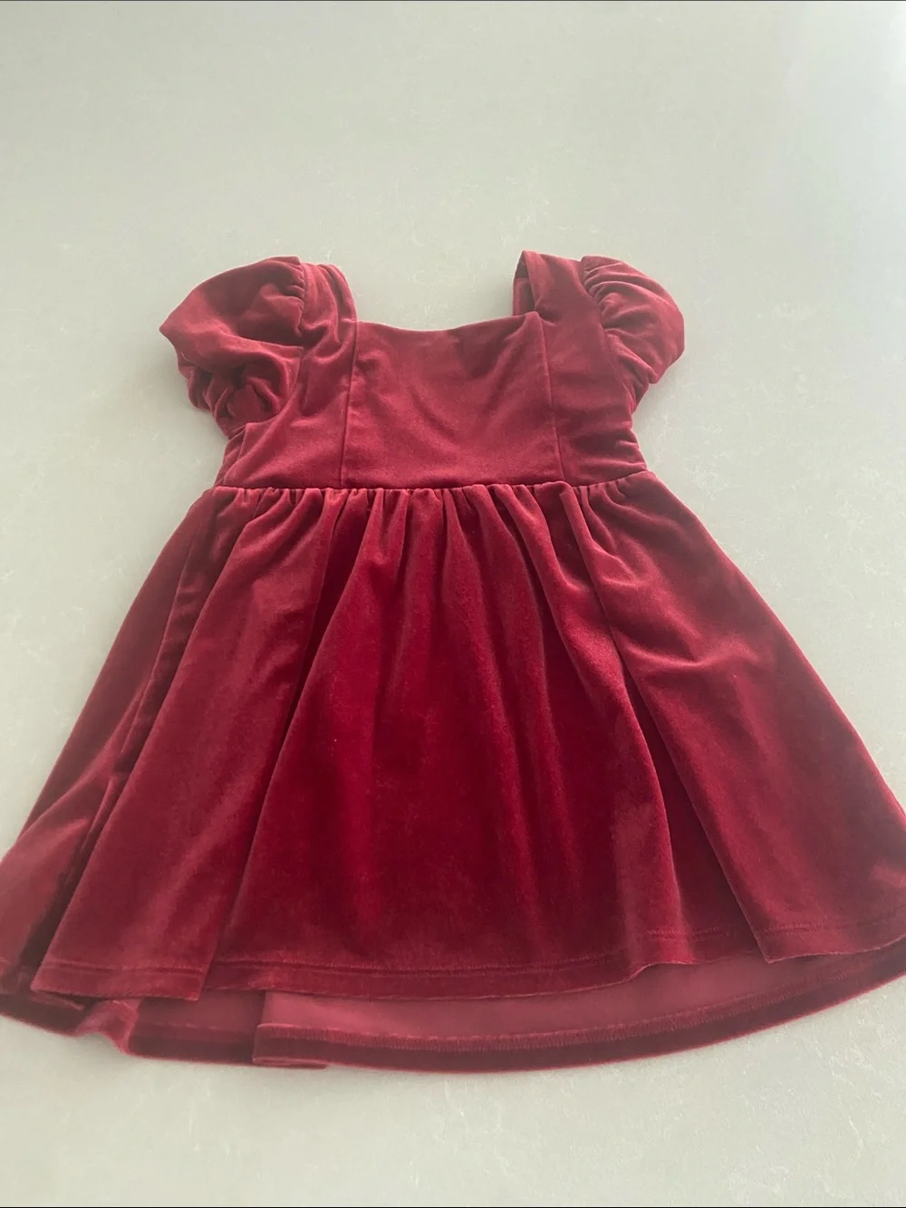 GAP Velvet Puff Sleeve Dress in Wine Red 3T